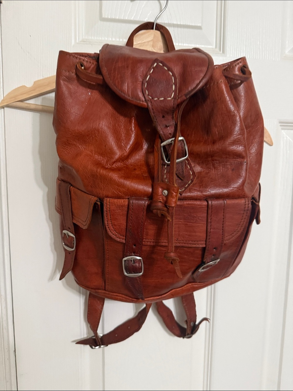 Vintage Leather Backpack in Rich Brown Rucksack